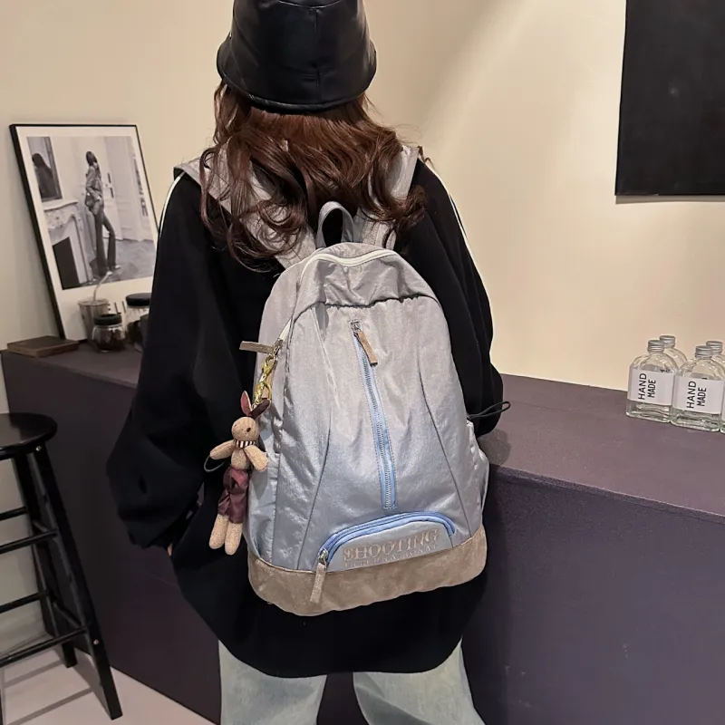 BAODIDAISHU Oxford Backpack Regular Unisex Gray/Emerald Green-1