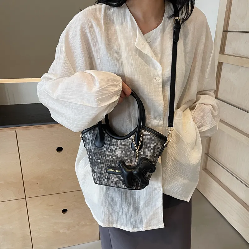 BAODIDAISHU PU Shoulder Bag Crossbody Bag Handbag Regular Women's White & Blue/Black/Blue-9