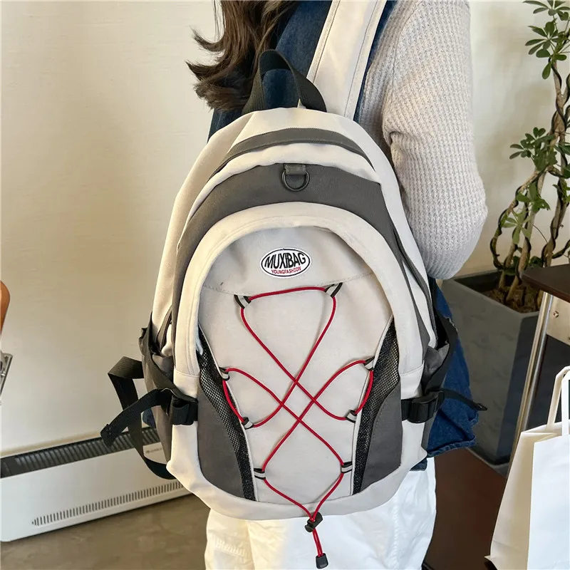 BAODIDAISHU Oxford Backpacks Regular Unisex Gray/Violet/Light Blue-2