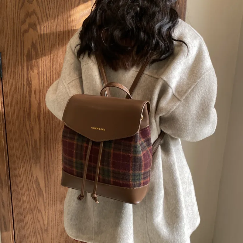 BAODIDAISHU PU Backpack Women's Khaki/Coffee/Brown-4