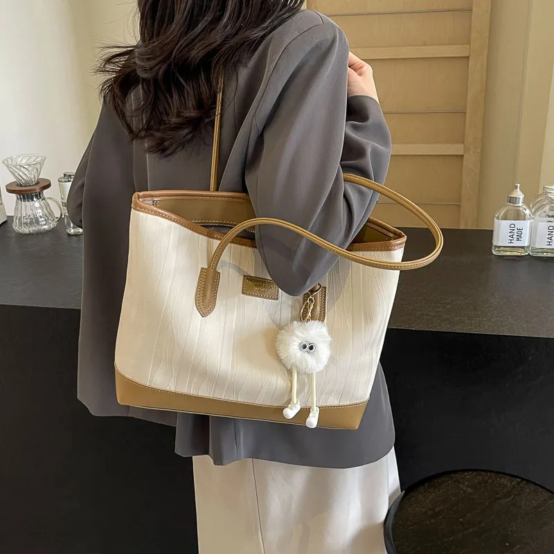 BAODIDAISHU PU Shoulder Bag Tote Handbag Women's White/Pink/Black/Khaki-5