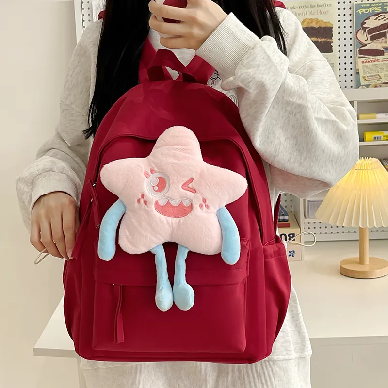BAODIDAISHU Nylon Backpack Laptop Bag Backpack Regular Women's Black/Pink/Burgundy/Yellow-13