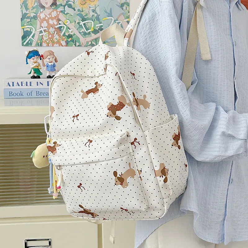 BAODIDAISHU Nylon Backpack Regular Women's Black/Purple/Green/Pink/Beige/Light Yellow-24