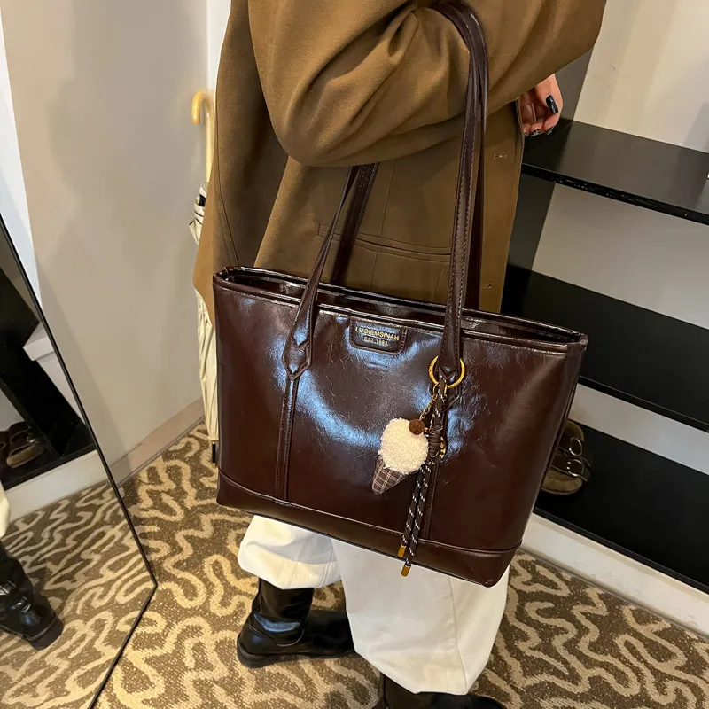 BAODIDAISHU PU Tote Bag Shopping Bag Shoulder Bags Women's Khaki Black/Red/Coffee-23