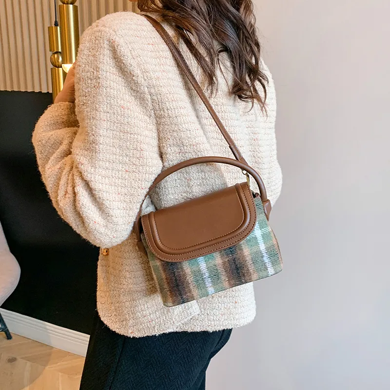 BAODIDAISHU PU & Woolen Shoulder Bag, Crossbody Bag Regular Women's Red/Green/Blue-8