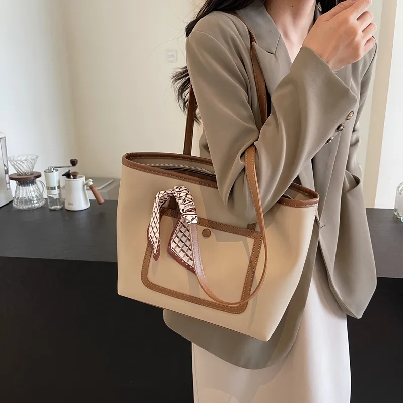BAODIDAISHU PU Tote Bag Shoulder Bag Women's Ecru/Black/Khaki/Brown-15