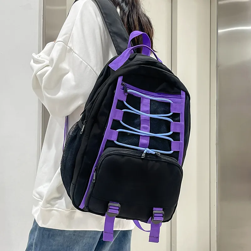 BAODIDAISHU Nylon Backpack Laptop Bag Regular Unisex Ecru/Gray/Black/Blue-14