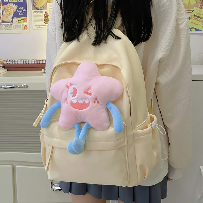 BAODIDAISHU Nylon Backpack Laptop Bag Backpack Regular Women's Black/Pink/Burgundy/Yellow-15