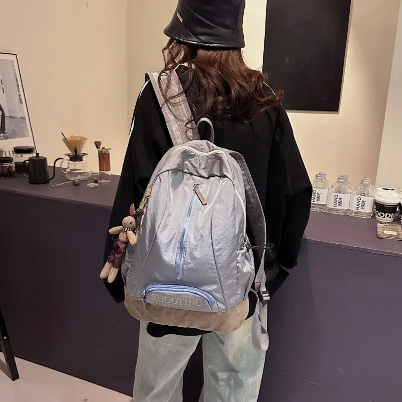BAODIDAISHU Oxford Backpack Regular Unisex Gray/Emerald Green-2