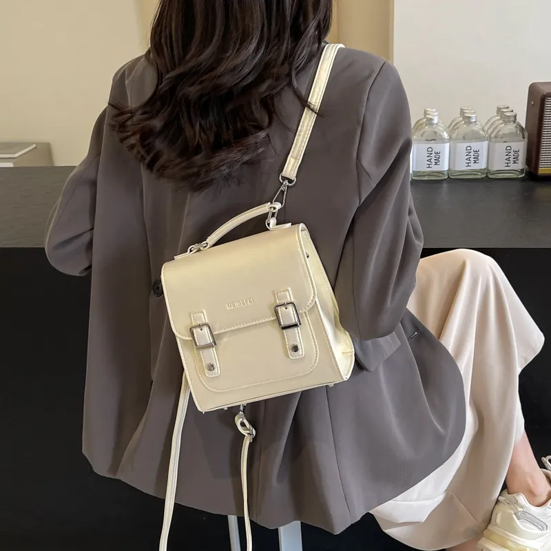BAODIDAISHU PU Crossbody Bag, Handbag, Backpack Regular Women's Ecru/Silver/Black/Pink-4