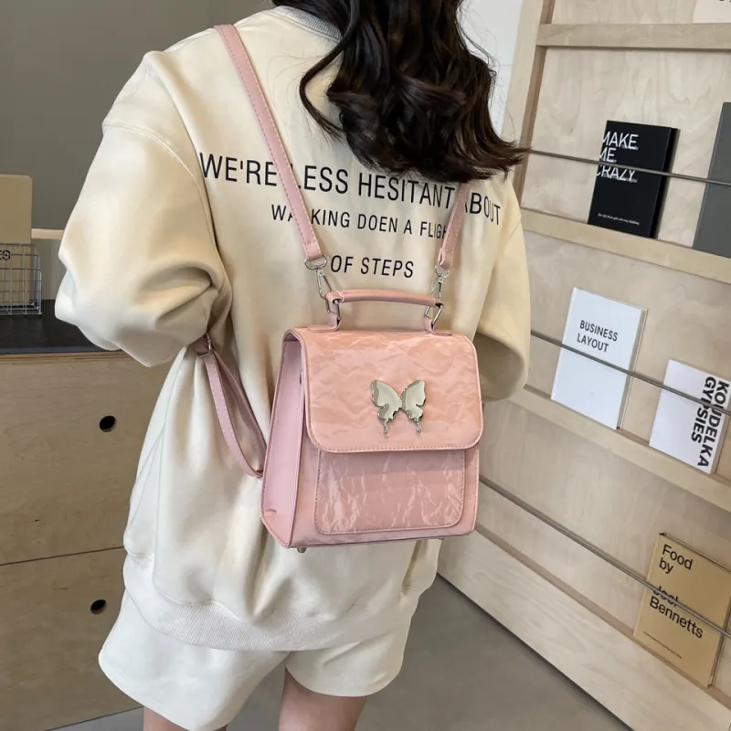 BAODIDAISHU Pu Backpack Regular Women's Blue White Pink Green Black Gray-8