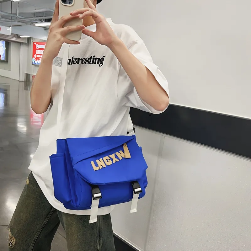 BAODIDAISHU Nylon Messenger Bag Crossbody Bags Regular Unisex White/Black/Blue-9