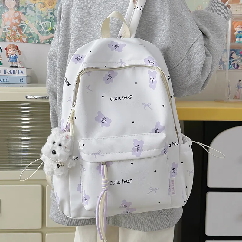 BAODIDAISHU Nylon Backpack Women's Pink/Blue/Purple/Black/Yellow/Green-12