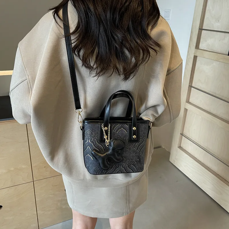 BAODIDAISHU PU Bucket Bag, Shoulder Bag, Crossbody Bag, Handbag Regular Women's Ecru/Black/Coffee/Brown-3