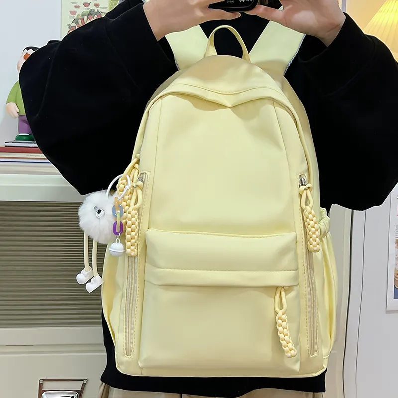BAODIDAISHU Nylon Fabric Backpack Regular Unisex Burgundy/Black/White/Yellow/Violet-19