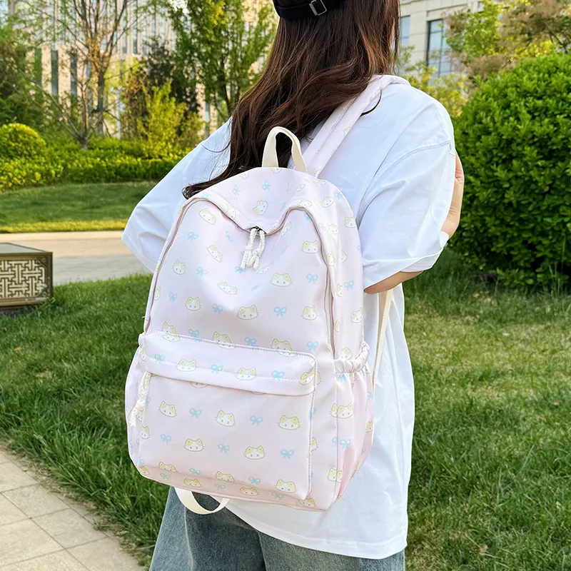BAODIDAISHU Nylon Backpack Regular Women's White/blue/yellow/pink/black-22