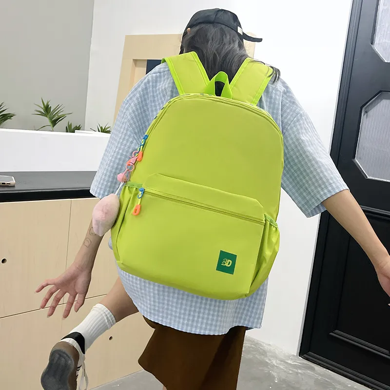 BAODIDAISHU Nylon Backpack Regular Unisex White/Pink/Yellow/Green/Blue-10
