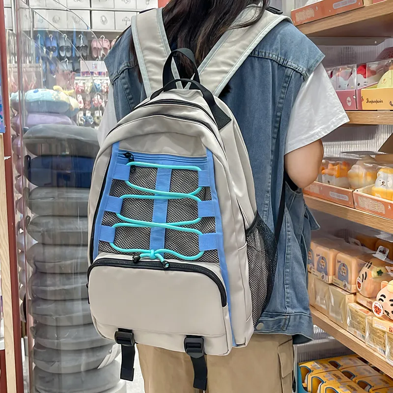 BAODIDAISHU Nylon Backpack Laptop Bag Regular Unisex Ecru/Gray/Black/Blue-8