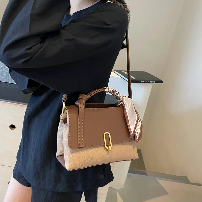 BAODIDAISHU PU Shoulder Bag Crossbody Bag Medium Size Women's Coffee & Khaki/White & Brown/Black/Coffee-9