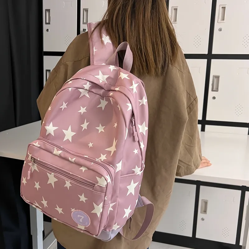 BAODIDAISHU Nylon Backpack Regular Women's Beige/Black/Blue/Pink-16