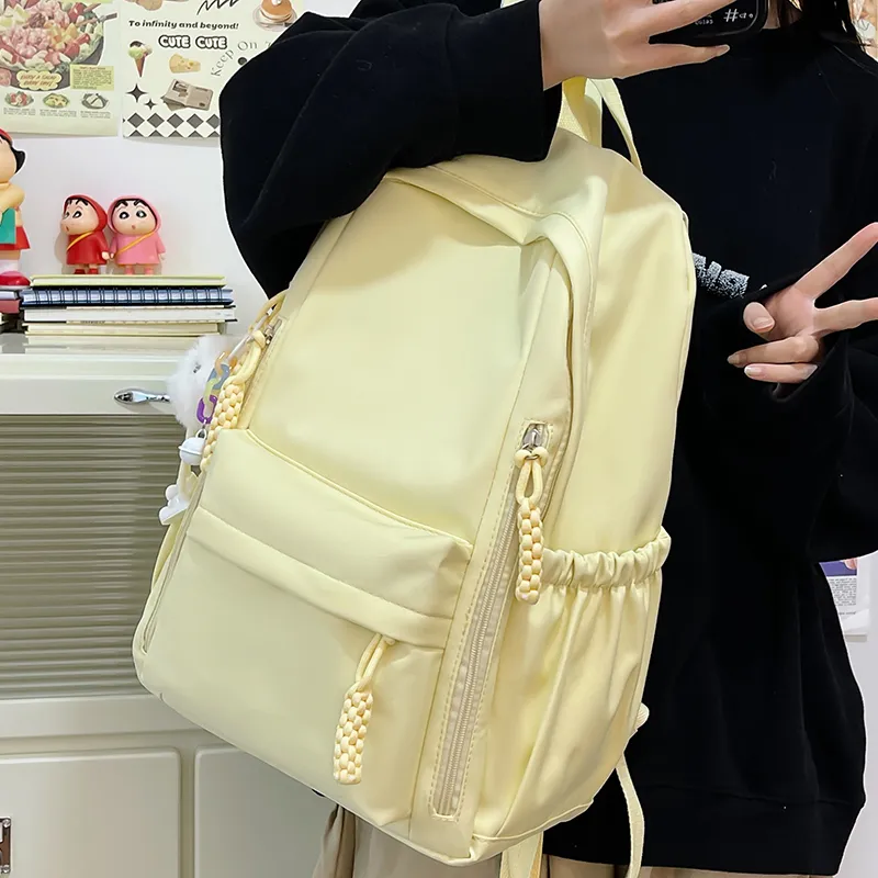 BAODIDAISHU Nylon Fabric Backpack Regular Unisex Burgundy/Black/White/Yellow/Violet-18