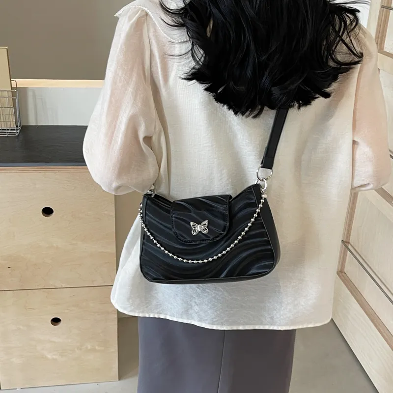 BAODIDAISHU PU Underarm Crossbody Bag, Shoulder Bag Women's Silver/White/Black-12