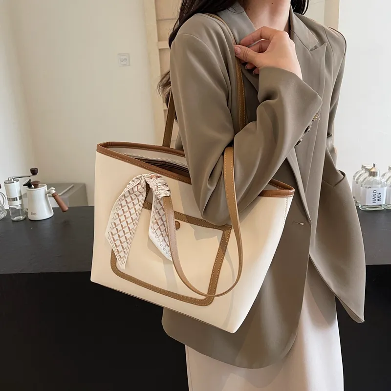 BAODIDAISHU PU Tote Bag Shoulder Bag Women's Ecru/Black/Khaki/Brown-2