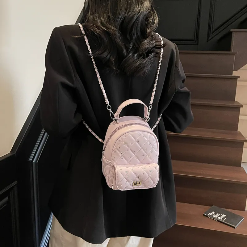 BAODIDAISHU PU Commute Backpack Shopping Travel Backpack Regular Women's White/Black/Red/Yellow/Denim Blue/Pink Purple-33