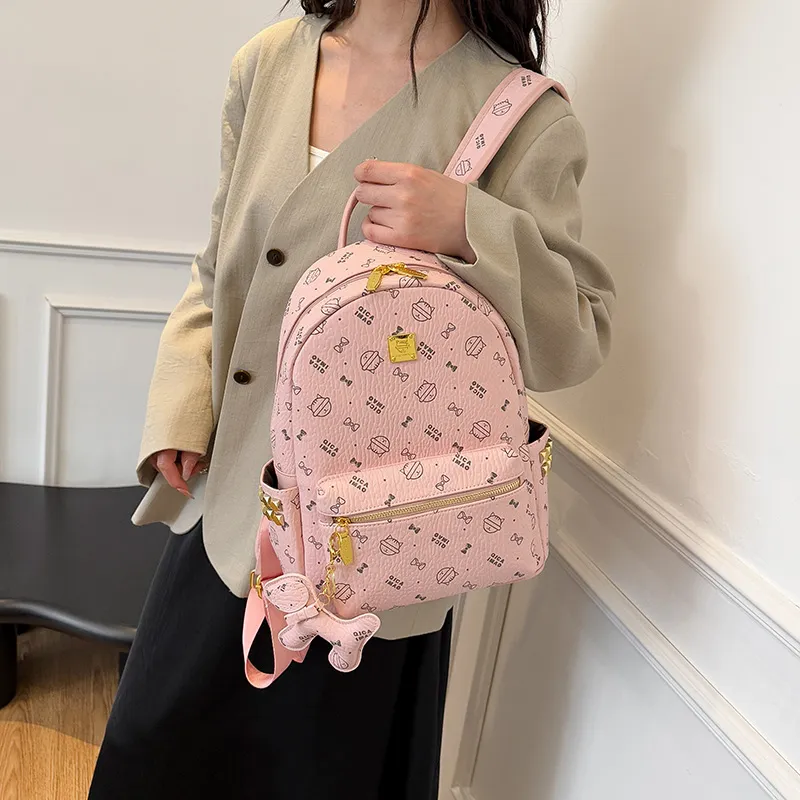 BAODIDAISHU PU Backpack Women's Pink/Beige/Yellow/Ecru/Brown-3