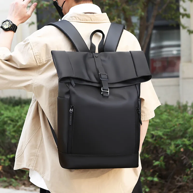 BAODIDAISHU Nylon Fabric Backpack Men's Black-3