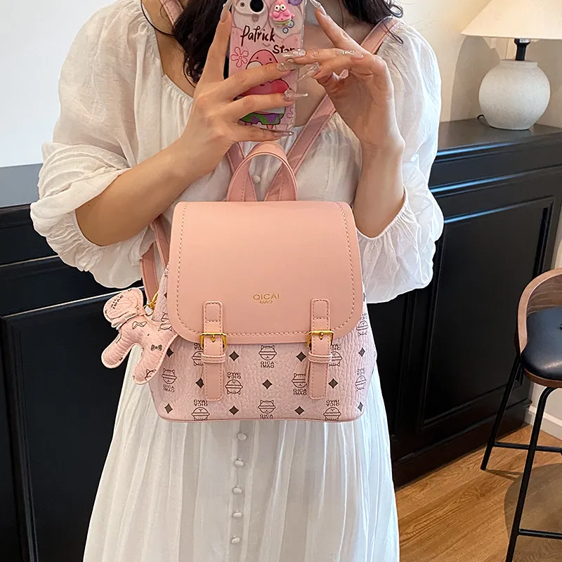 BAODIDAISHU PU Small Backpack Women's Ecru/Beige/Yellow/Pink/Brown-14