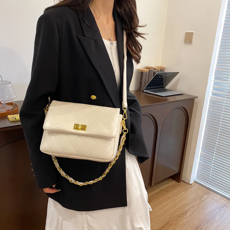 BAODIDAISHU PU Underarm Portable Crossbody Bag, Shoulder Bag Medium Size Women's Ecru/Black/Dark Brown-3