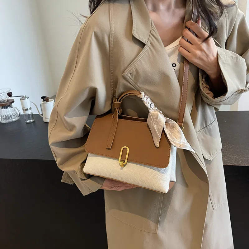 BAODIDAISHU PU Shoulder Bag Crossbody Bag Medium Size Women's Coffee & Khaki/White & Brown/Black/Coffee-5