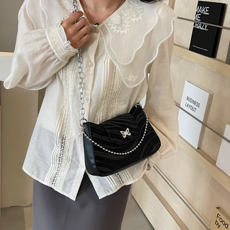 BAODIDAISHU PU Underarm Crossbody Bag, Shoulder Bag Women's Silver/White/Black-14