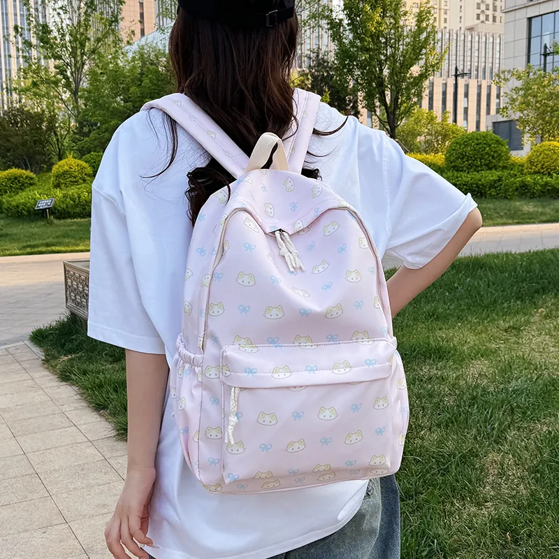 BAODIDAISHU Nylon Backpack Regular Women's White/blue/yellow/pink/black-19