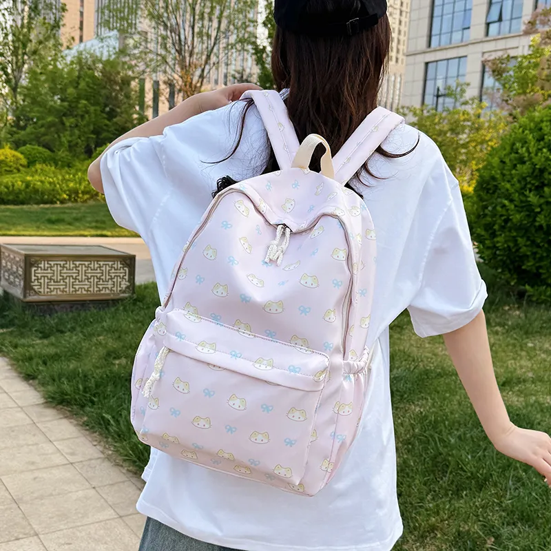BAODIDAISHU Nylon Backpack Regular Women's White/blue/yellow/pink/black-21