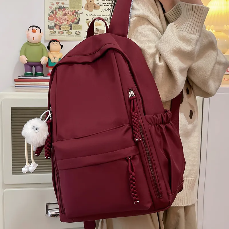 BAODIDAISHU Nylon Fabric Backpack Regular Unisex Burgundy/Black/White/Yellow/Violet-5