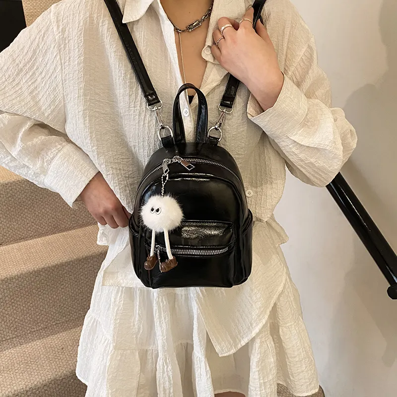 BAODIDAISHU PU Small Backpack Women's White/Light Gray/Black/Blue/Pink-14