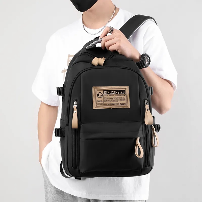BAODIDAISHU PU Backpack Laptop Bag Backpack Regular Men's Gray/White/Black-13
