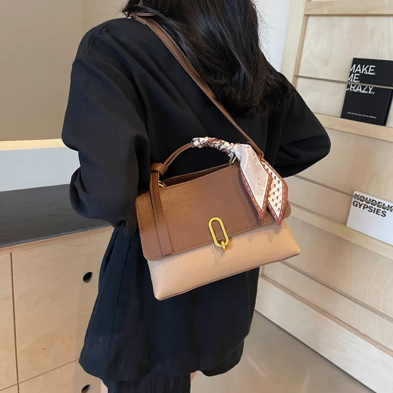 BAODIDAISHU PU Shoulder Bag Crossbody Bag Medium Size Women's Coffee & Khaki/White & Brown/Black/Coffee-7