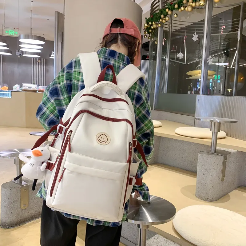 BAODIDAISHU Nylon Backpack Laptop Bag Backpack Regular Unisex Black/Beige/Red/Blue-9