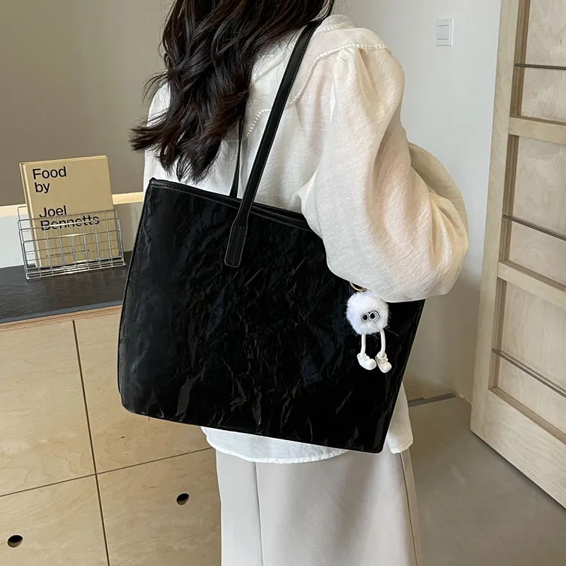 BAODIDAISHU PU Shoulder Bag Handbag Tote Medium Size Women's White Silver Black Pink-14