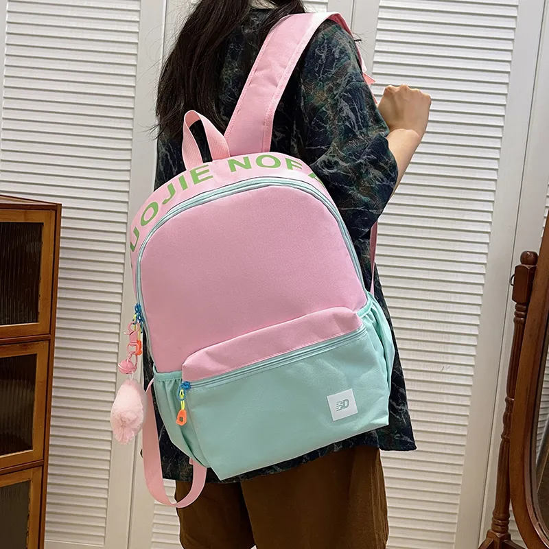 BAODIDAISHU Nylon Backpack Regular Unisex White/Pink/Yellow/Green/Blue-19