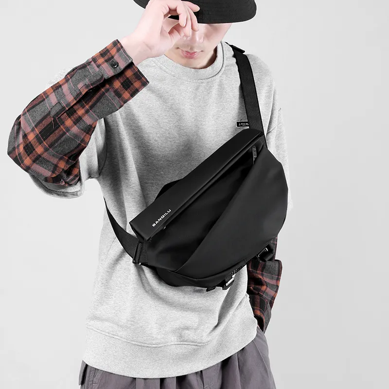 BAODIDAISHU Nylon Multifunction Crossbody Fanny Pack Sling Bag Regular Men's Black/Army Green/Gray-2