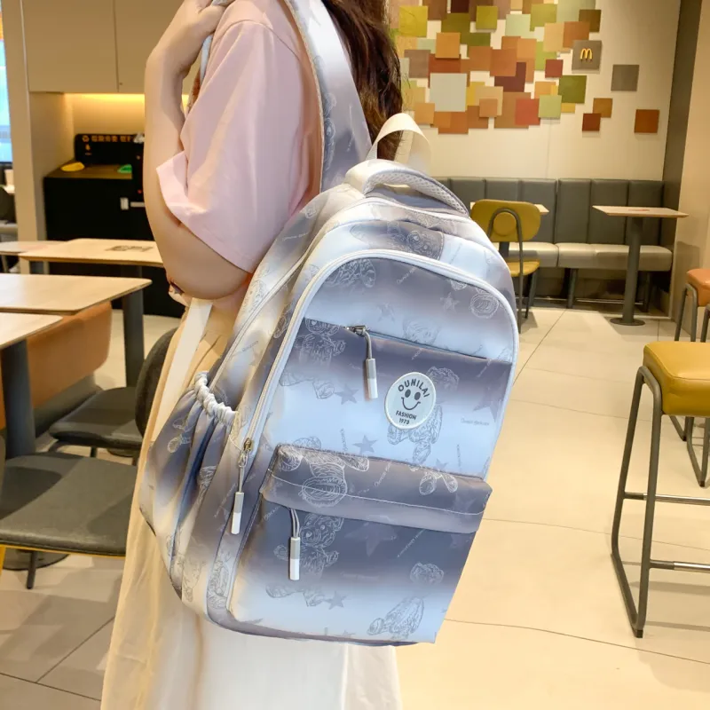 BAODIDAISHU Nylon Fabric Backpack And Laptop Bag Unisex Gray/Purple/Blue/Pink-1