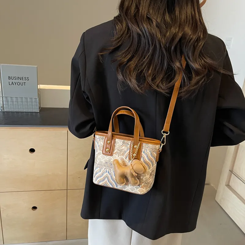 BAODIDAISHU PU Bucket Bag, Shoulder Bag, Crossbody Bag, Handbag Regular Women's Ecru/Black/Coffee/Brown-17