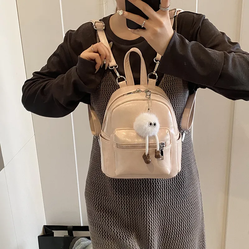 BAODIDAISHU PU Small Backpack Women's White/Light Gray/Black/Blue/Pink-29