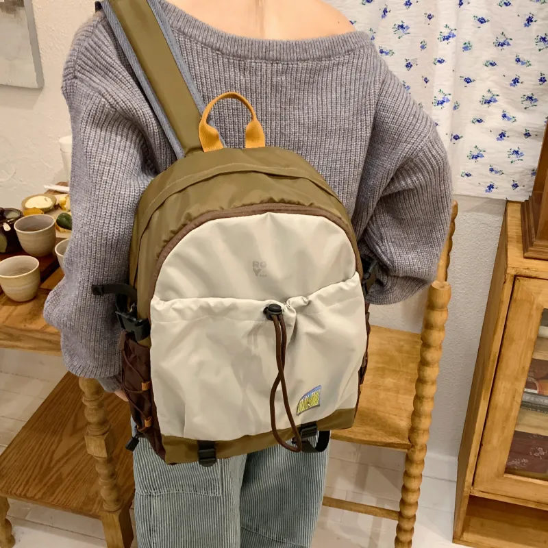 BAODIDAISHU Nylon Fabric Backpacks Unisex Green/Brown-11