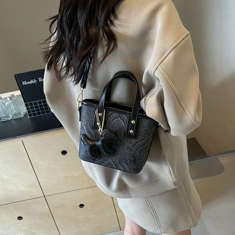 BAODIDAISHU PU Bucket Bag, Shoulder Bag, Crossbody Bag, Handbag Regular Women's Ecru/Black/Coffee/Brown-4