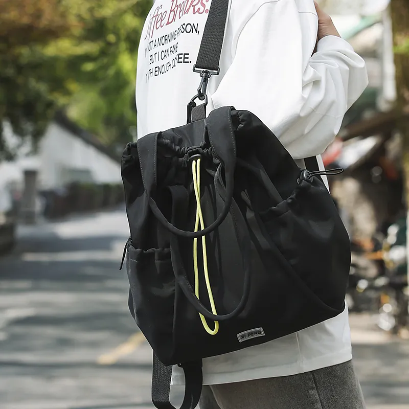 BAODIDAISHU Nylon Backpack Women's White/Silver/Black/Red/Yellow-8